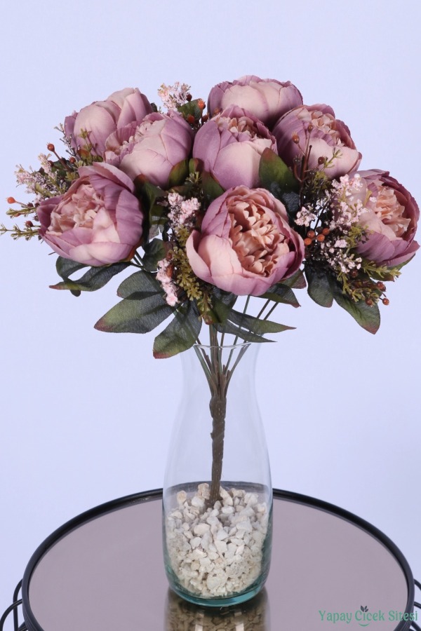 Yapay Şakayık Demeti Köpük Cipsolu Aranjman Lila 12 Dal - 1