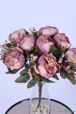 Yapay Şakayık Demeti Köpük Cipsolu Aranjman Lila 12 Dal - 3