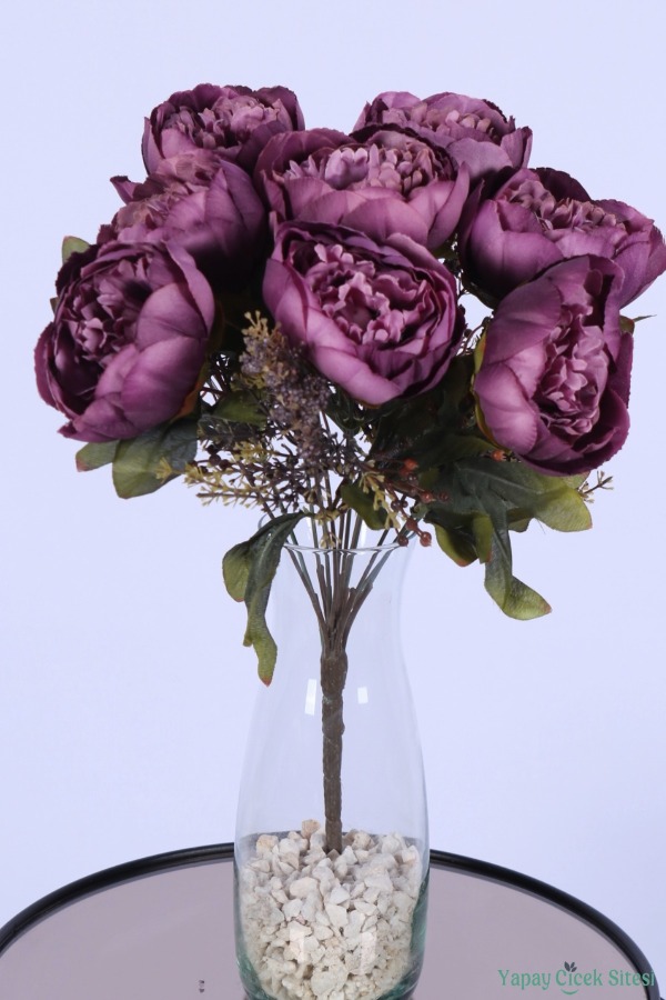 Yapay Şakayık Demeti Köpük Cipsolu Aranjman Mor 12 Dal - 1