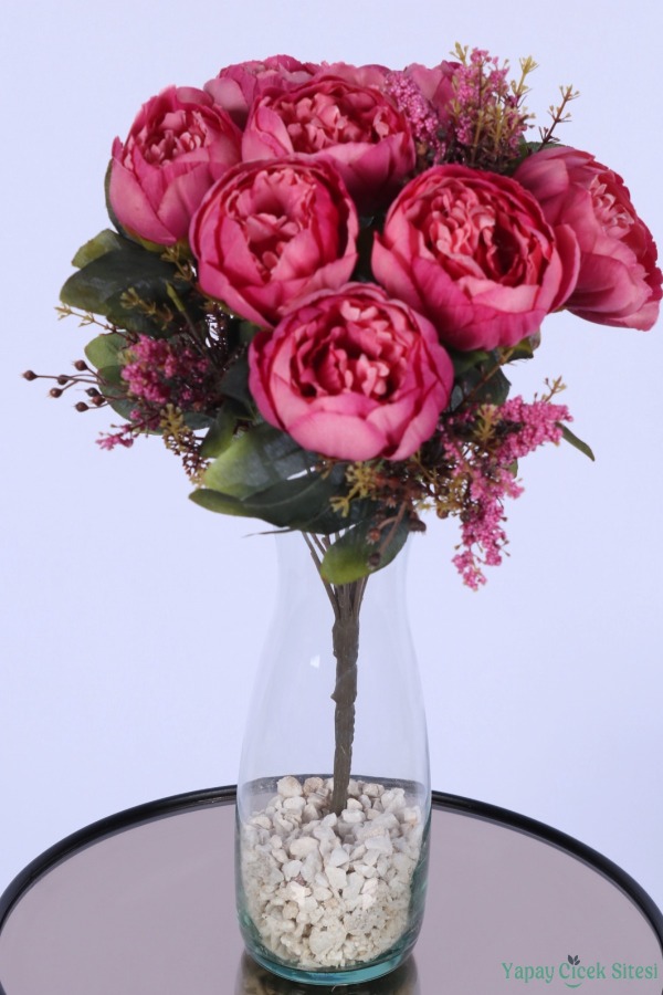 Yapay Şakayık Demeti Köpük Cipsolu Aranjman Pembe 12 Dal - 1