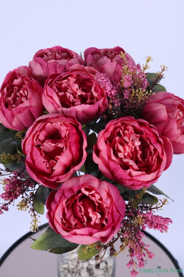 Yapay Şakayık Demeti Köpük Cipsolu Aranjman Pembe 12 Dal - 3