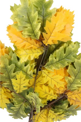 Yapay Sonbahar Meşe Ağacı Dalı 20 Yapraklı 65 Cm 12 Adet Yeşil-Sarı - 4